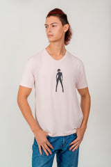 Men V-Neck T-Shirt Soft Pink