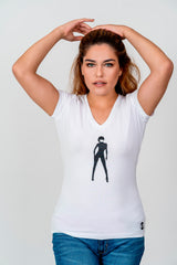 Women V-Neck T-Shirt White