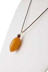 yellow-african-amber-bead-with-leather-cord-necklace