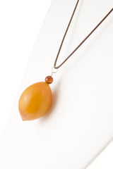 yellow-african-amber-bead-with-leather-cord-necklace-4