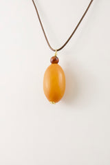 yellow-african-amber-bead-with-leather-cord-necklace