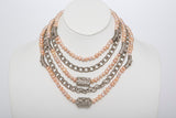peach-fresh-water-pearls-silver-layered-chain-necklace-set