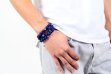 Blue & White Glass Bead Bracelet with elastic