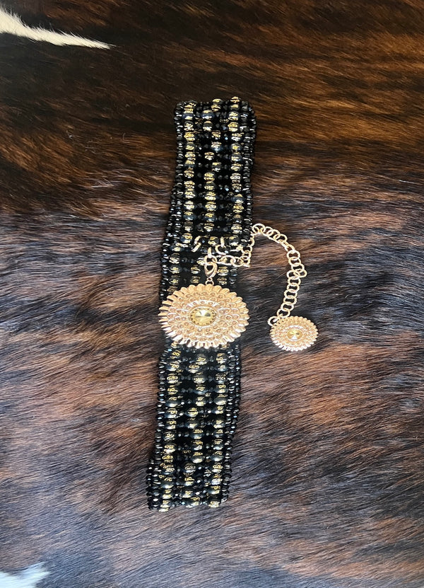 BLACK CRYSTAL BEADED BELT