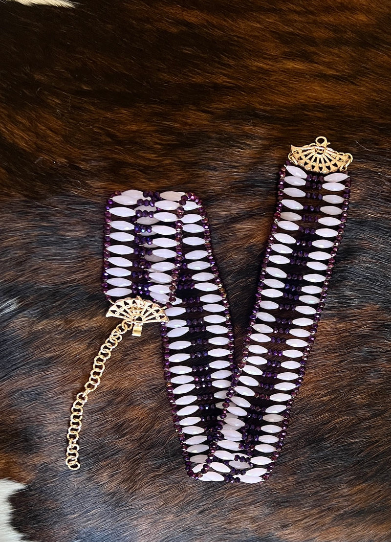 PINK AND PURPLE CRYSTAL BELT