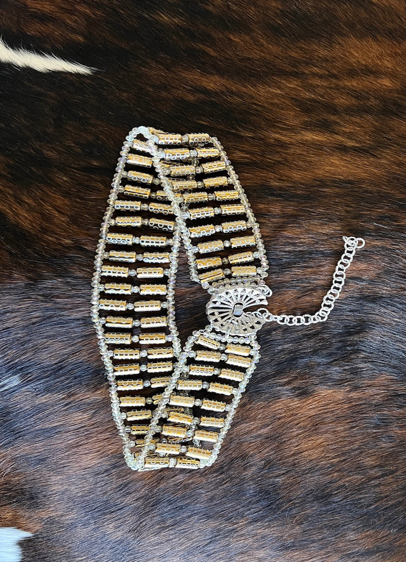 GOLD CRYSTAL BEADED BELT