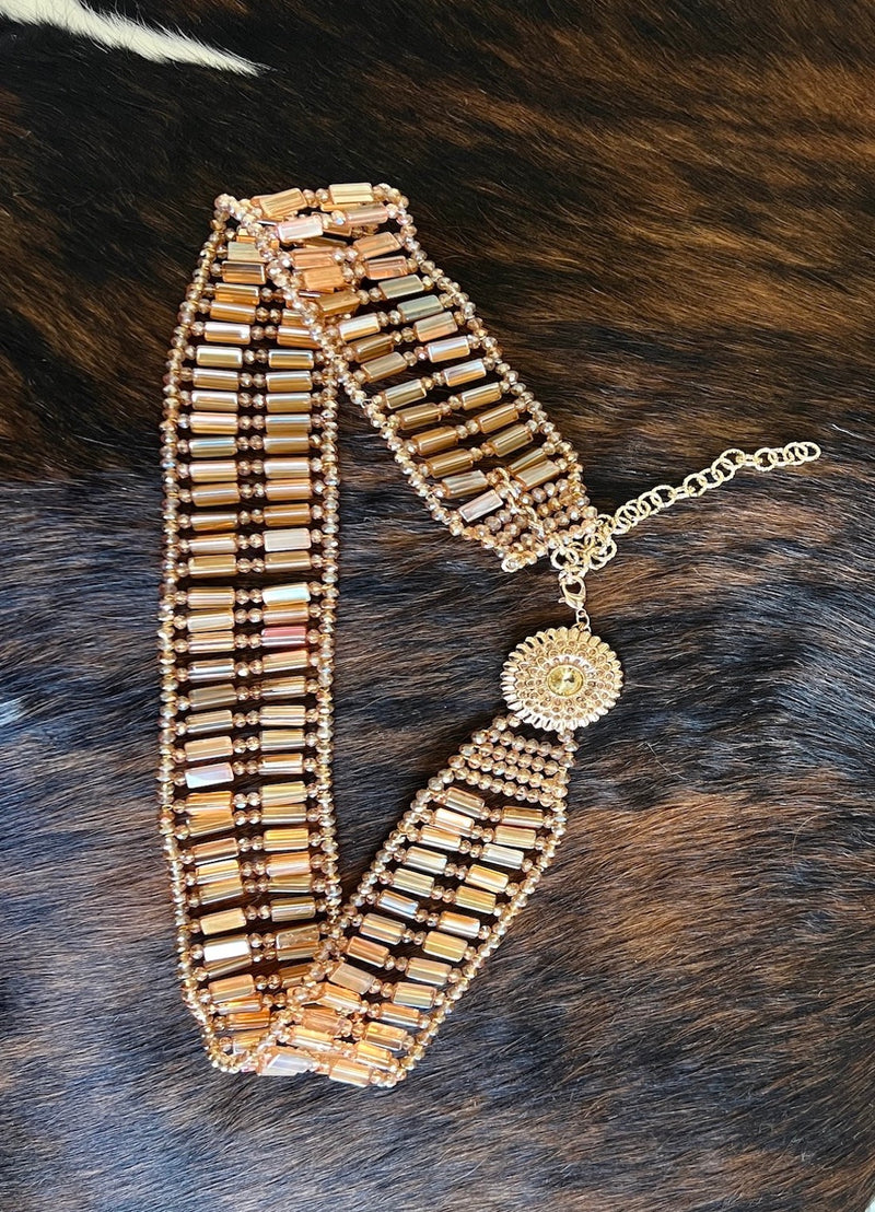 PEACH GOLD CRYSTAL BELT