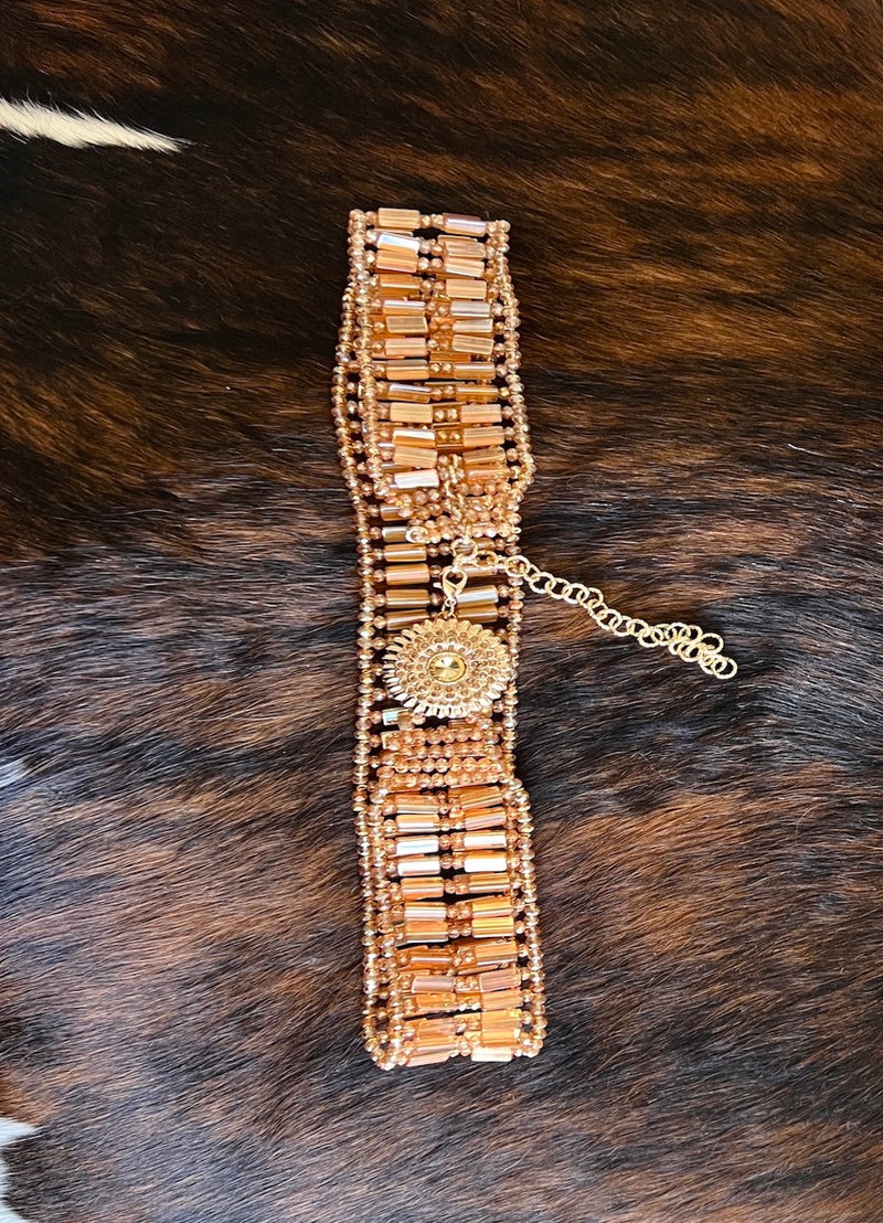 PEACH GOLD CRYSTAL BELT