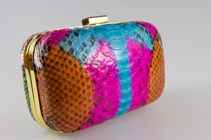 multi-colored-rectangle-snake-skin-clutch