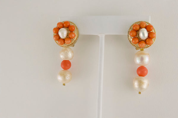 italian-coral-bead-white-fresh-water-pearl-earrings