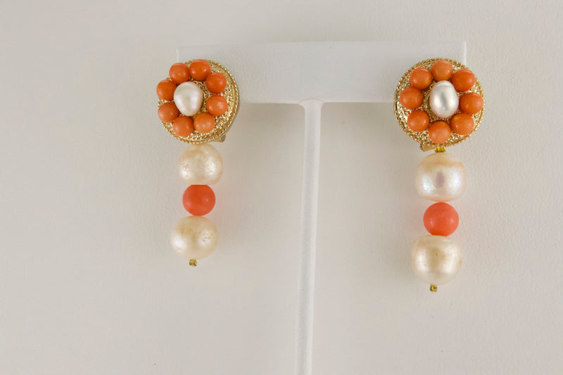 italian-coral-bead-white-fresh-water-pearl-earrings
