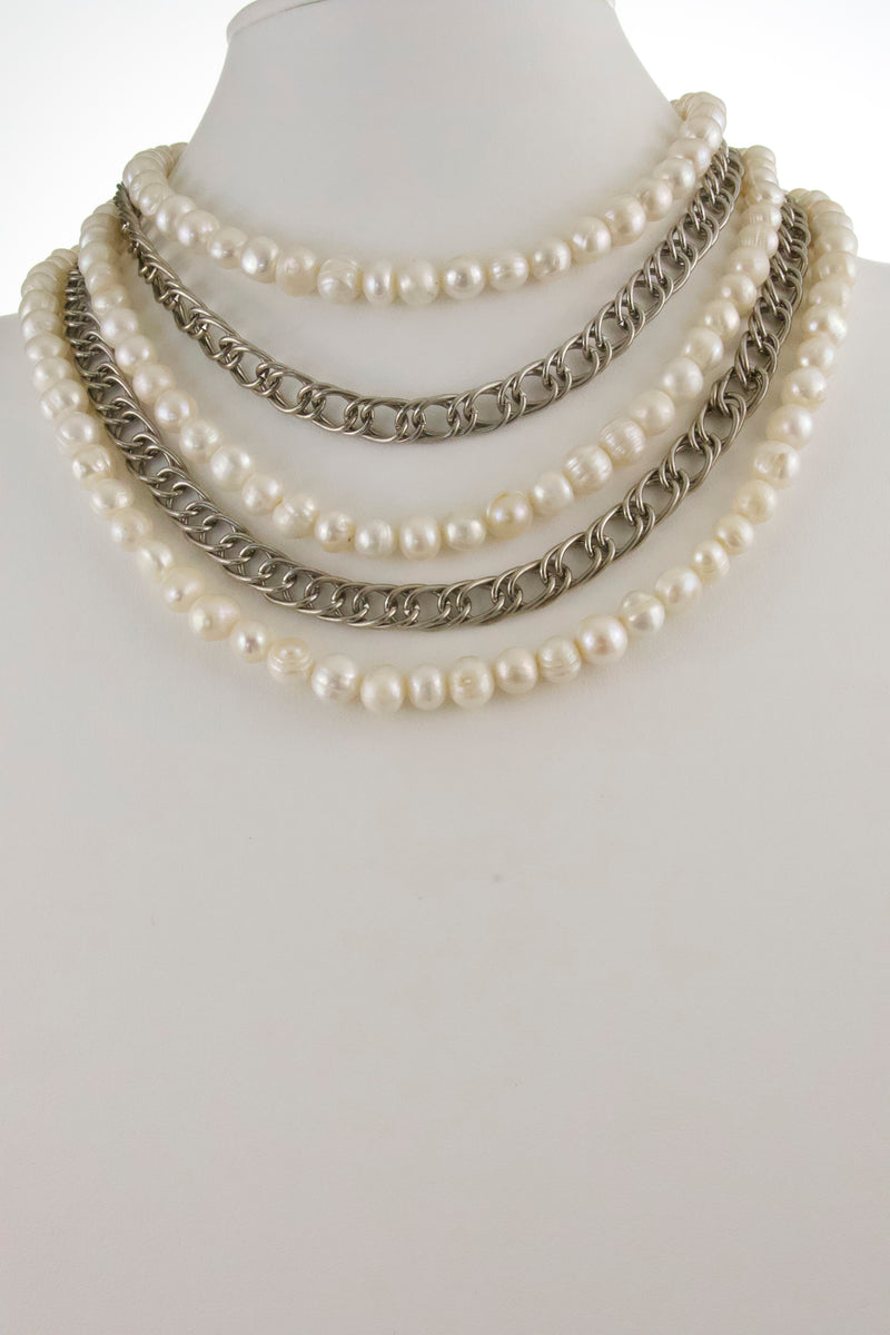 pearl-necklace-set-with-silver-layered-accessories