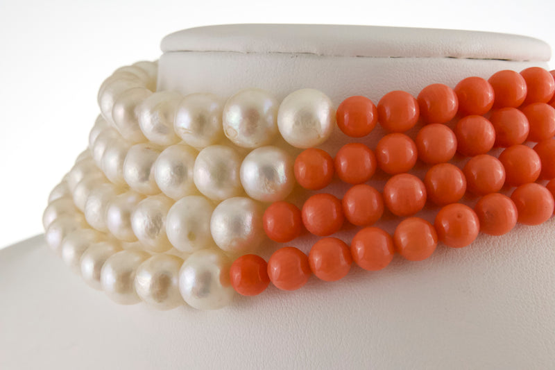 genuine-italian-coral-fresh-water-pearl-choker-set