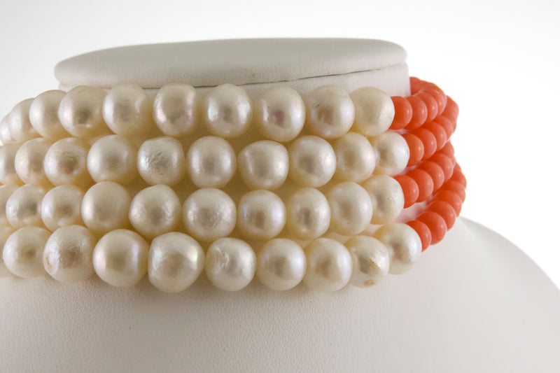 genuine-italian-coral-fresh-water-pearl-choker-set