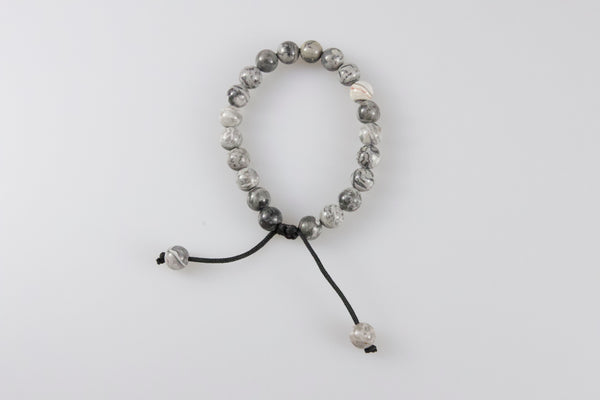 Gray Agate Stone Bracelet with rope