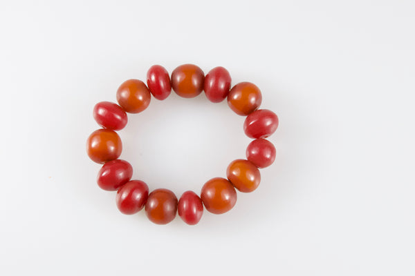 red-african-amber-bead-bracelet