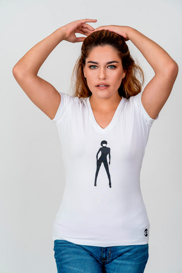 Women V-Neck T-Shirt White