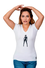 Women V-Neck T-Shirt White